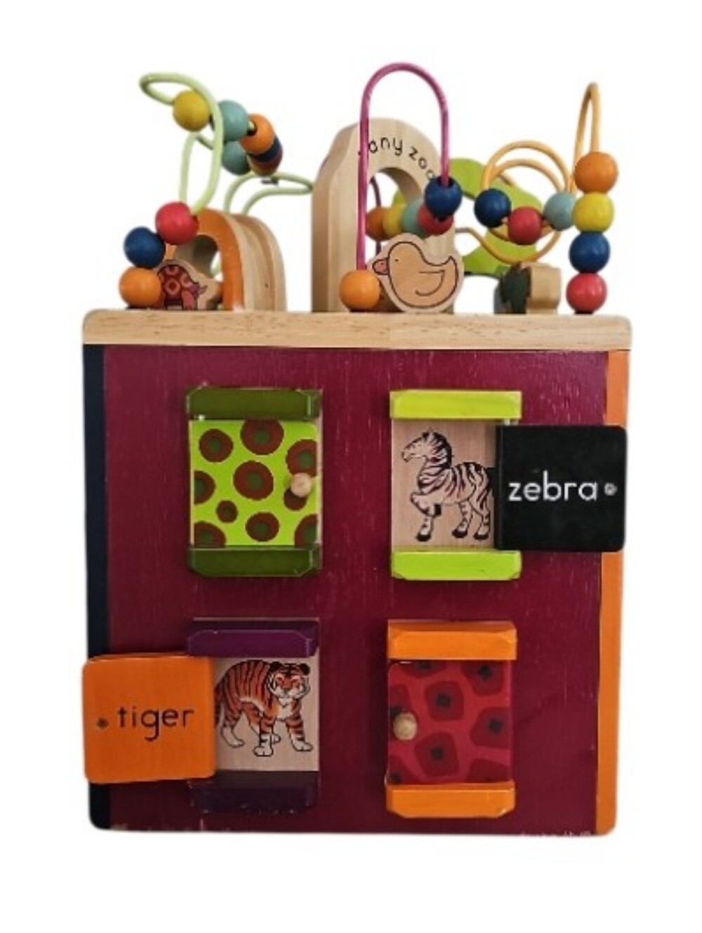 B. Toys by Battat Wooden Activity Cube Alphabet Bead Maze Montessori Toddler Toy - Picture 5 of 16